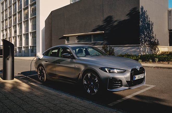 Front angled view of BMW i4