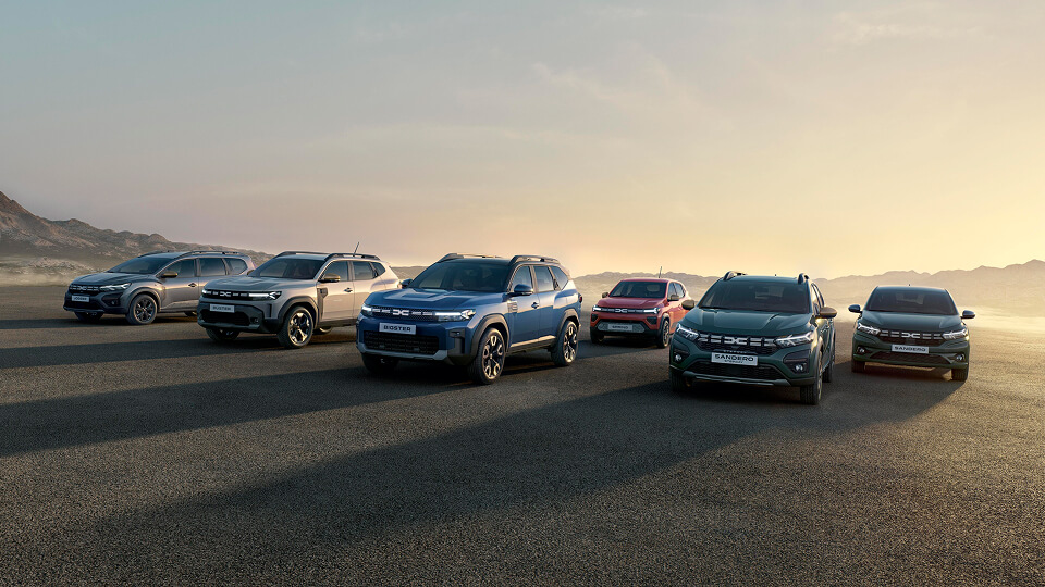 Angled view of Dacia range