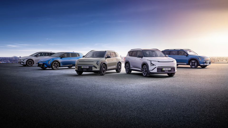 View of a selection of Kia electric cars